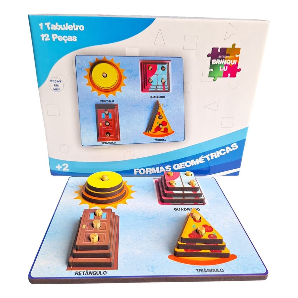 Brinquedo Educativo Formas Geométricas Pedagógico Divertido Concentração MDF