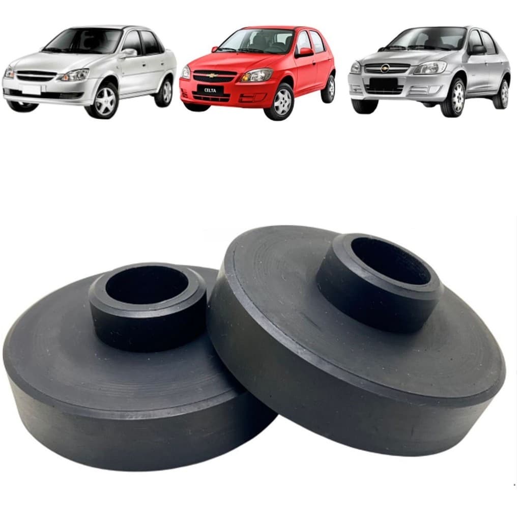 PAR COXIM CALÇO ELEVAR LEVANTAR MOLA SUSPENSÃO TRASEIRA CORSA G1 CLASSIC CELTA 1994 A 2017 - PRISMA G1 2006 A 2012 (3CM)