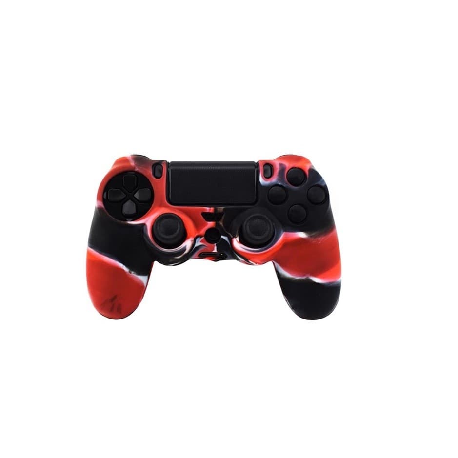 Capa de Silicone Protetora P/ Controle PS4 Vermelho/Preto/Branco.