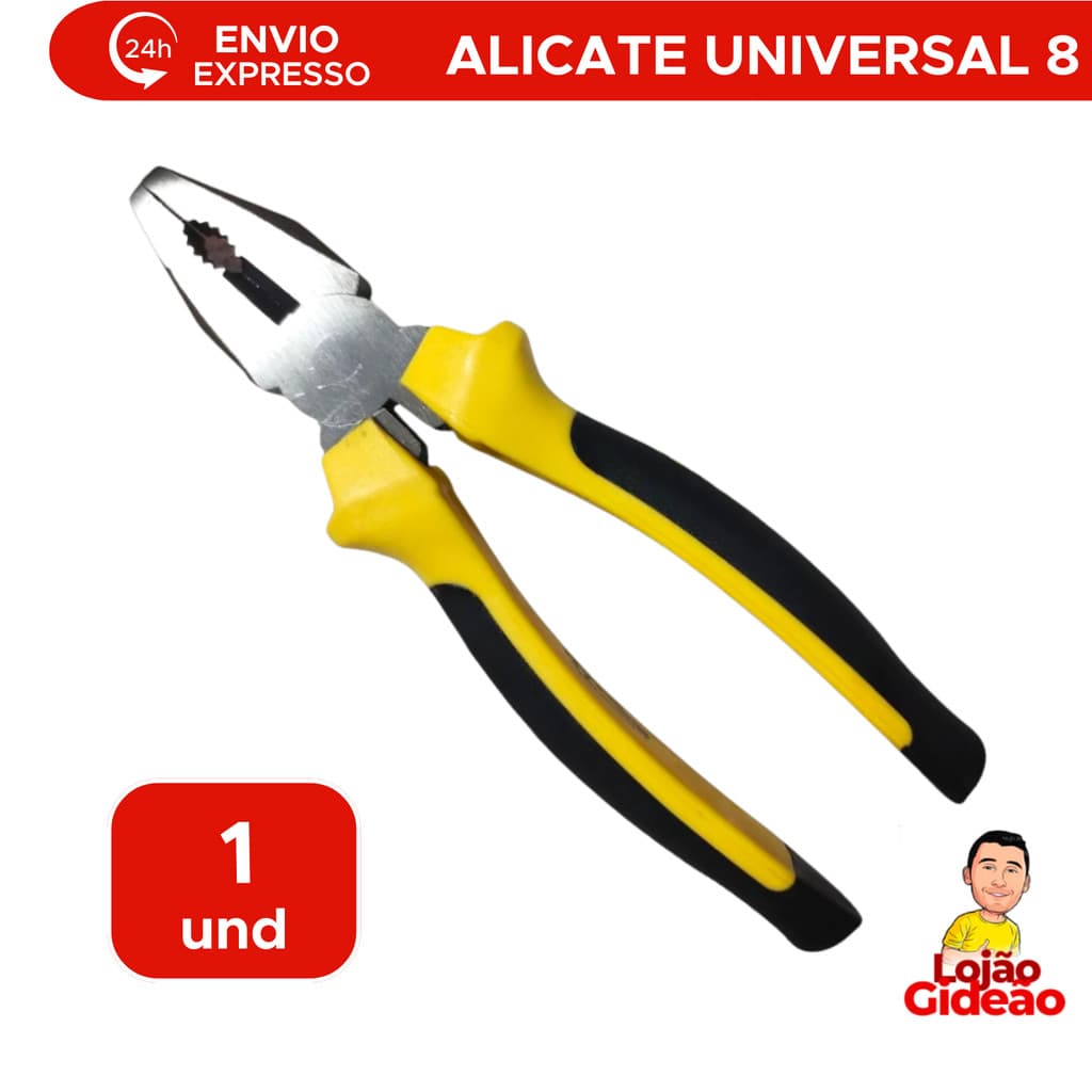 Alicate Universal 8 Polegada Profissional Multiuso Em Aço Carbono Cabo Isolado Borracha