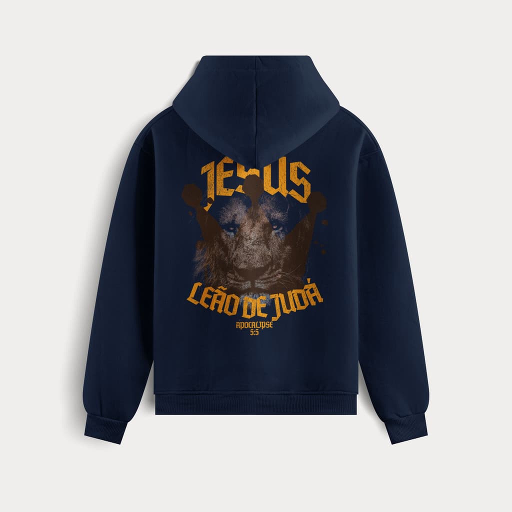 Moletom Flanelado Gospel Moda Cristão Leão De Judá Coroa