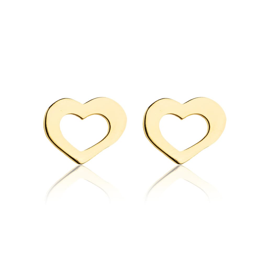 BRINCO BANHADO A OURO 18K CORAÇÃO PAR DE BRINCOS FOLLHADO FEMININO JOIAS DE LUUXO SEMI JOIA - HANDORA