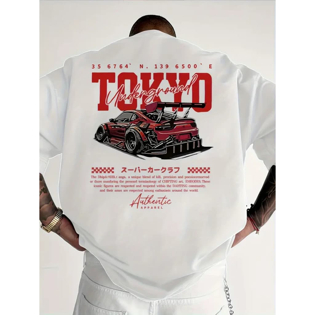 Camiseta Streetwear Malha 100% Algodão Carro Corrida Camisa Casual Masculina Gola Redonda Fio 30.1