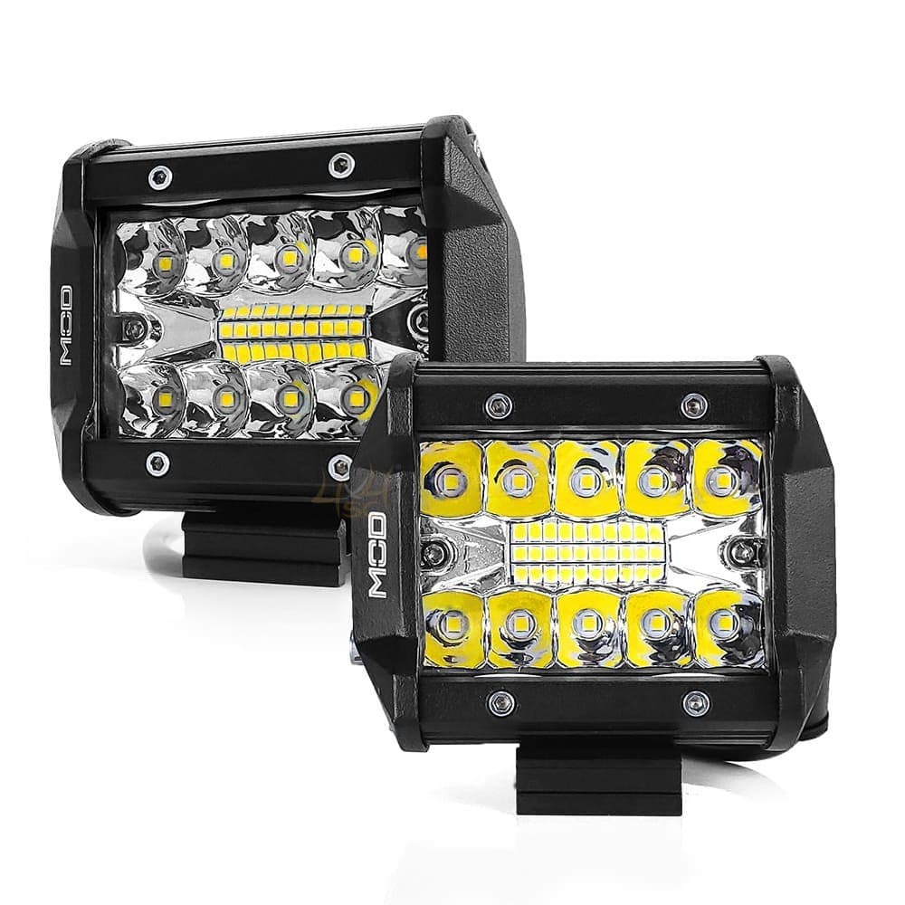 Par Farol Milha Led Automotivo Mod LEDs 60W 6500K Lente 8D Foco Spot e Flood 9,5cm IP67 Carro Moto