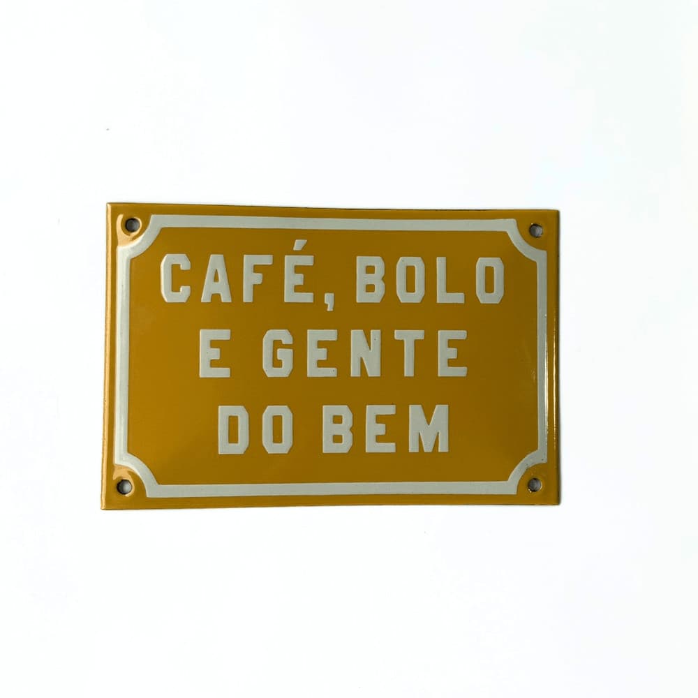 Placa Decorativa Esmaltada - Café, Bolo e Gente do Bem - Casa Toco