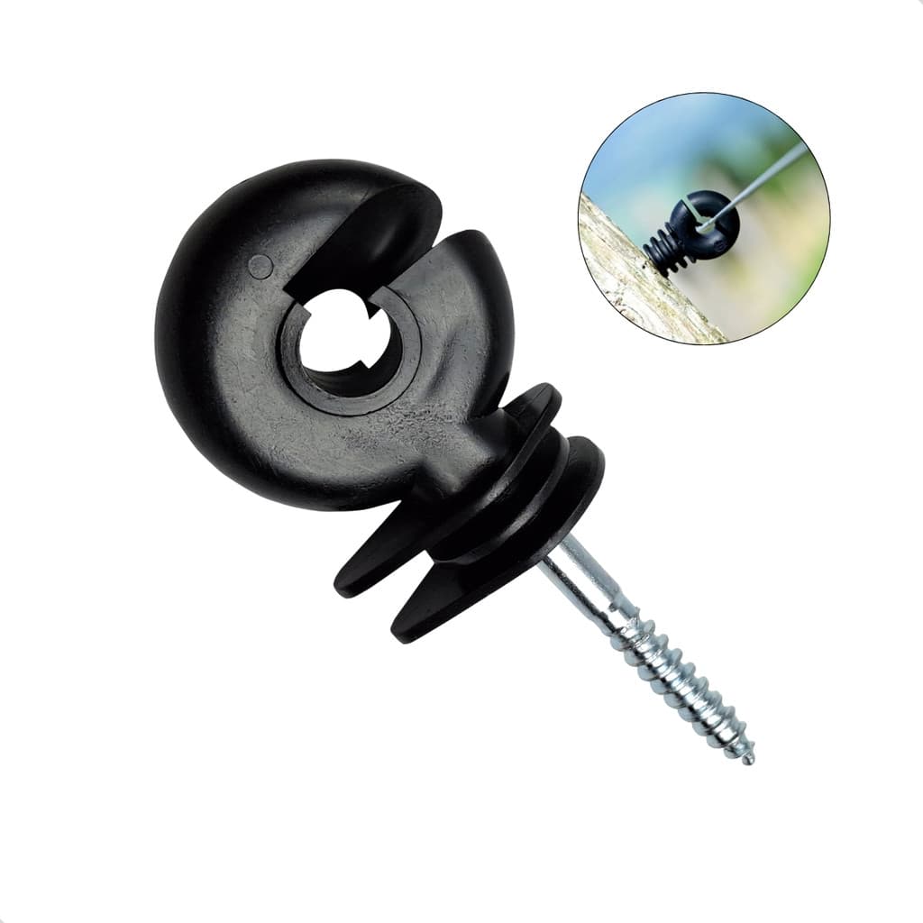 Isolador p/ Fio Metal/Eletroplástico Anel preto c/ Parafuso p/ Cerca Elétrica Rural Residencial 20Un