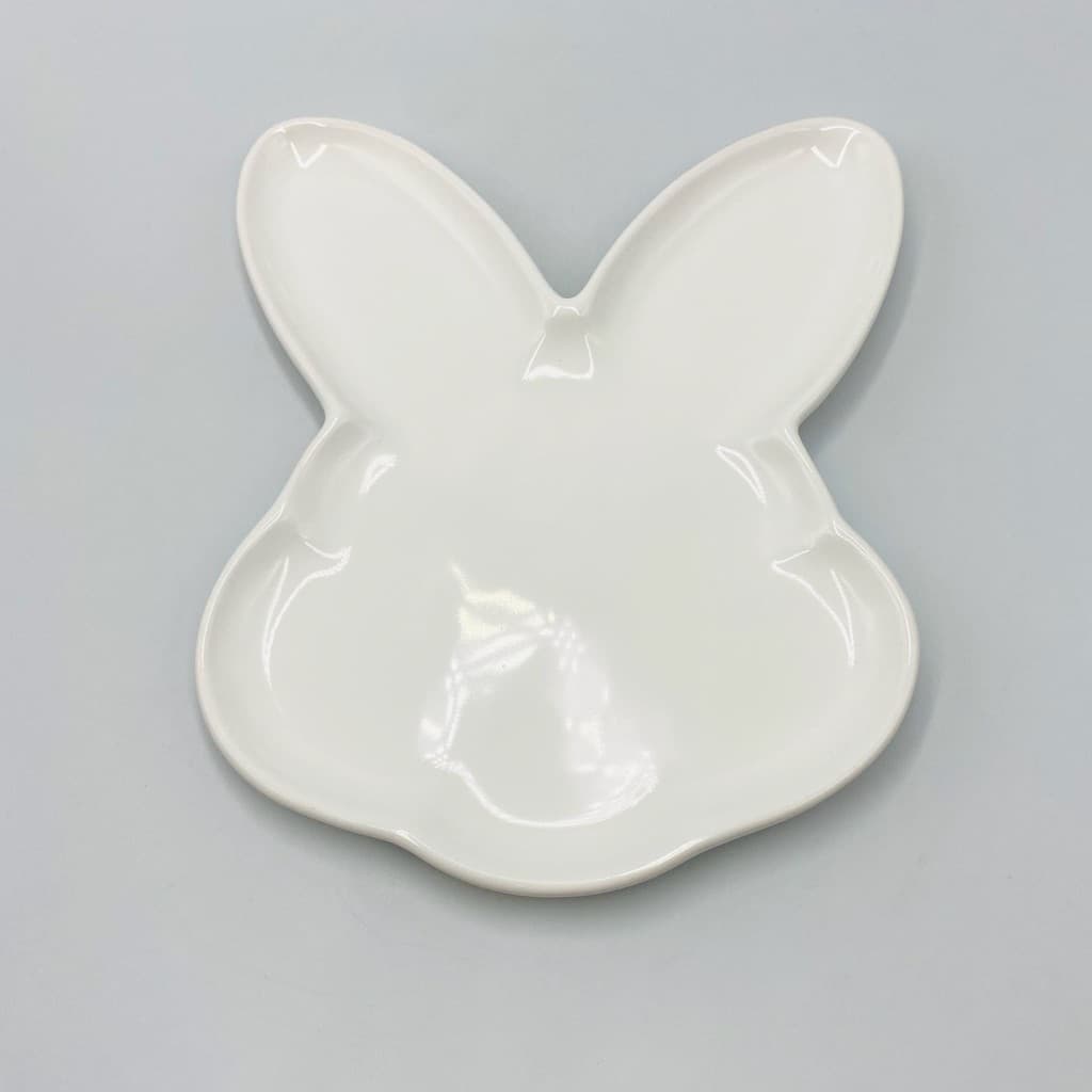 Bandeja / Petisqueira Coelho cerâmica Branca - 2x17x19cm