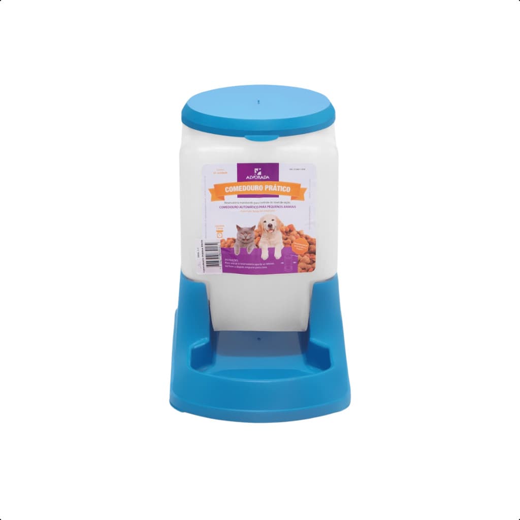 Comedouro Automatico 3L Azul Cães Cachorros Gatos Pratico