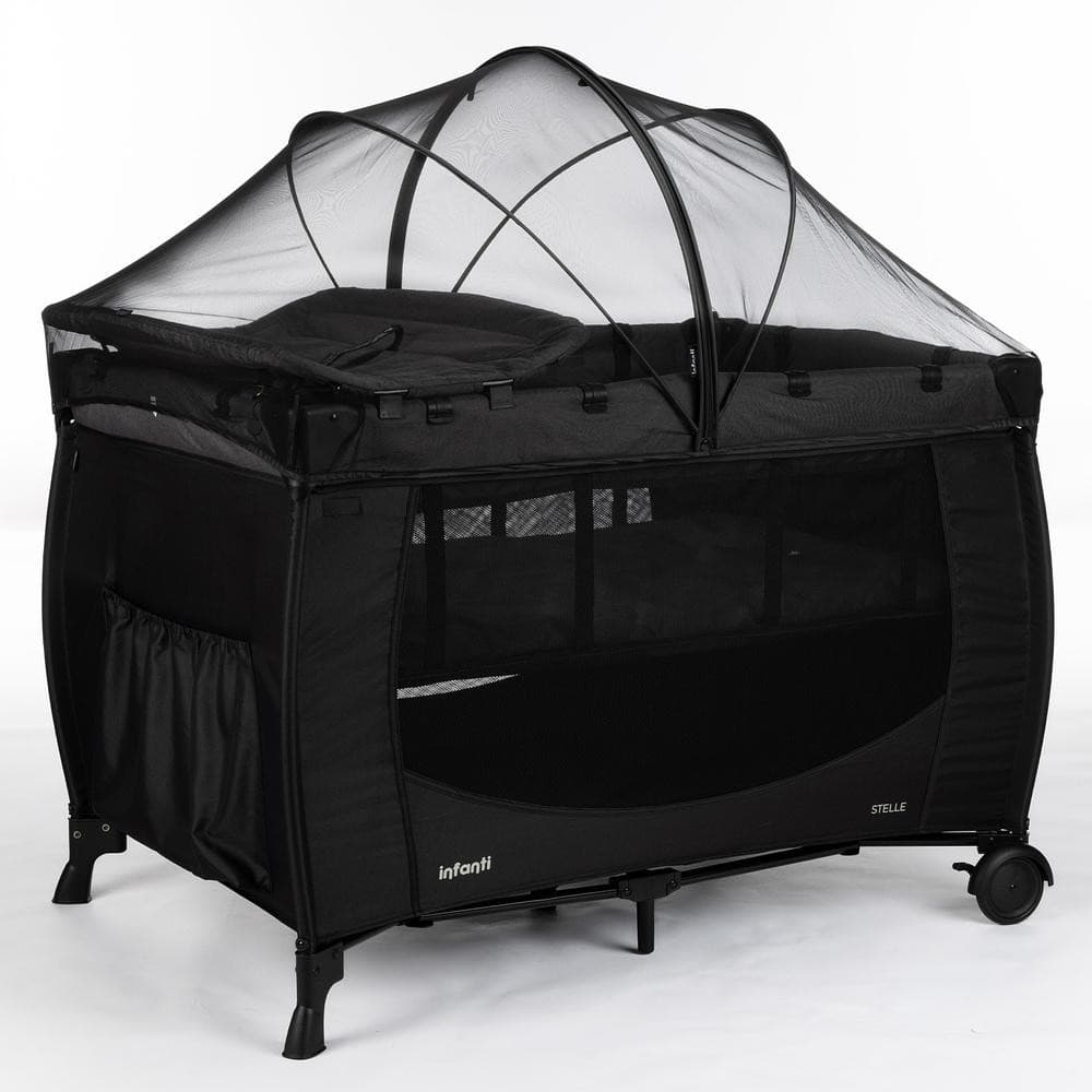 Berço Portátil Stelle Infanti Com Mosquiteiro e Trocador 0-18kg Preto