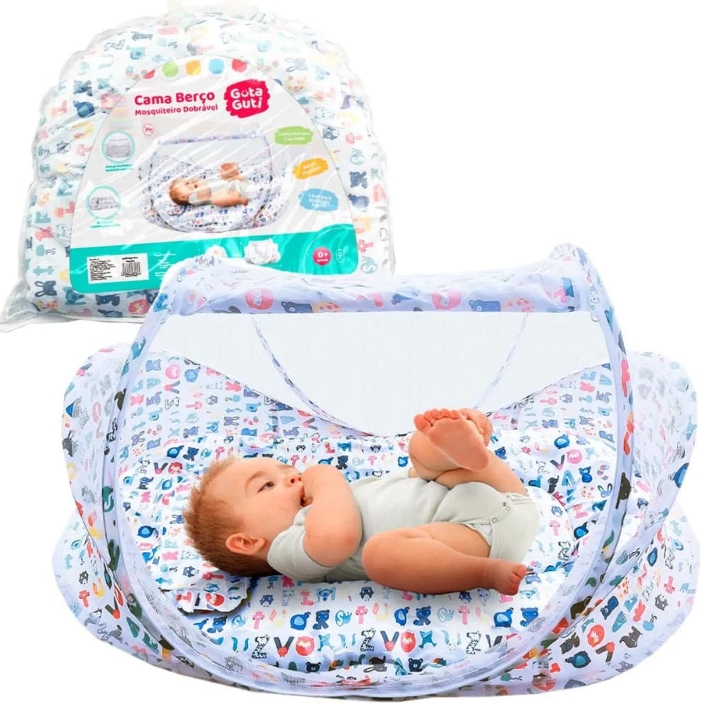Cama Berço Portátil Com Mosquiteiro Tenda Dobrável Bebê Colchão Travesseiro
