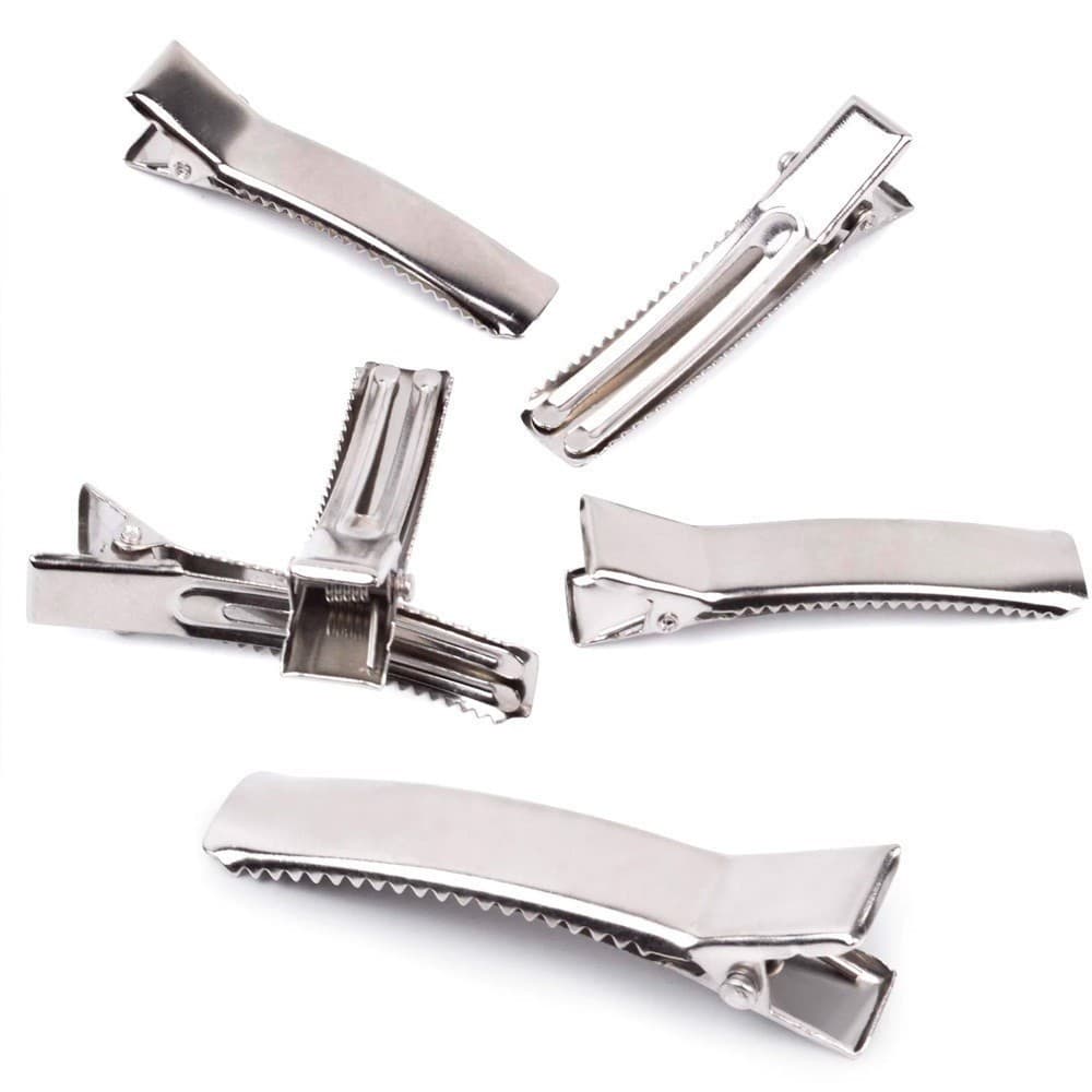 Bico de Pato Prata Reforçado 3,5cm 2 Garras Para Laços Cabelo - 200 Unidades a