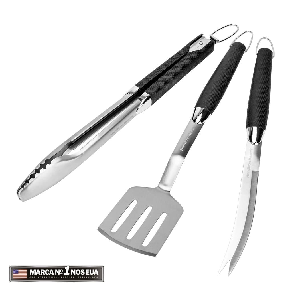 Kit Churrasco Faca Inox Hamilton Beach 3 Peças BBQ Premium