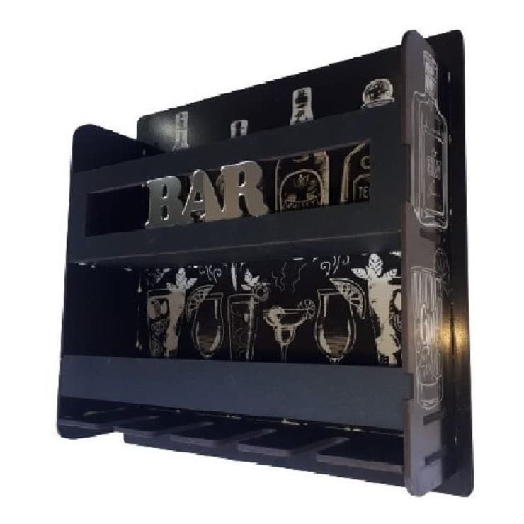 Bar Adega Madeira Parede Vinho Wiskhy Cachaça Porta Taça