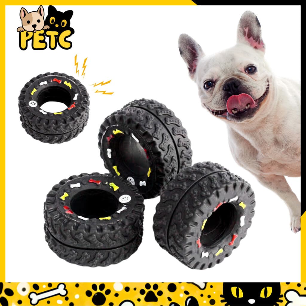 Brinquedo Pneu Para Cachorro - Resistente, Divertido E Com Som Para Mordida (12cm/7cm)