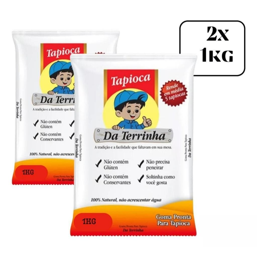 Kit Com 2 Unidades De Tapioca Da Terrinha Goma Pronta Para Preparo Pacote 1kg