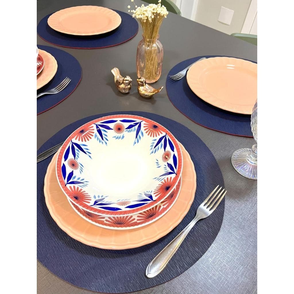 Kit Jogo Americano 4 Peças Redondo Mesa Decorativo Jantar Descanso de Prato Sousplat Cozinha