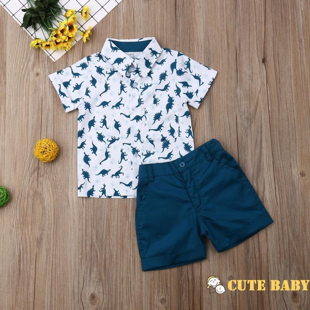 Eph-Conjunto de Verão Infantil para Meninos, Camisa de Manga Curta com Shorts de Dinossauro, 0 a 6 Anos