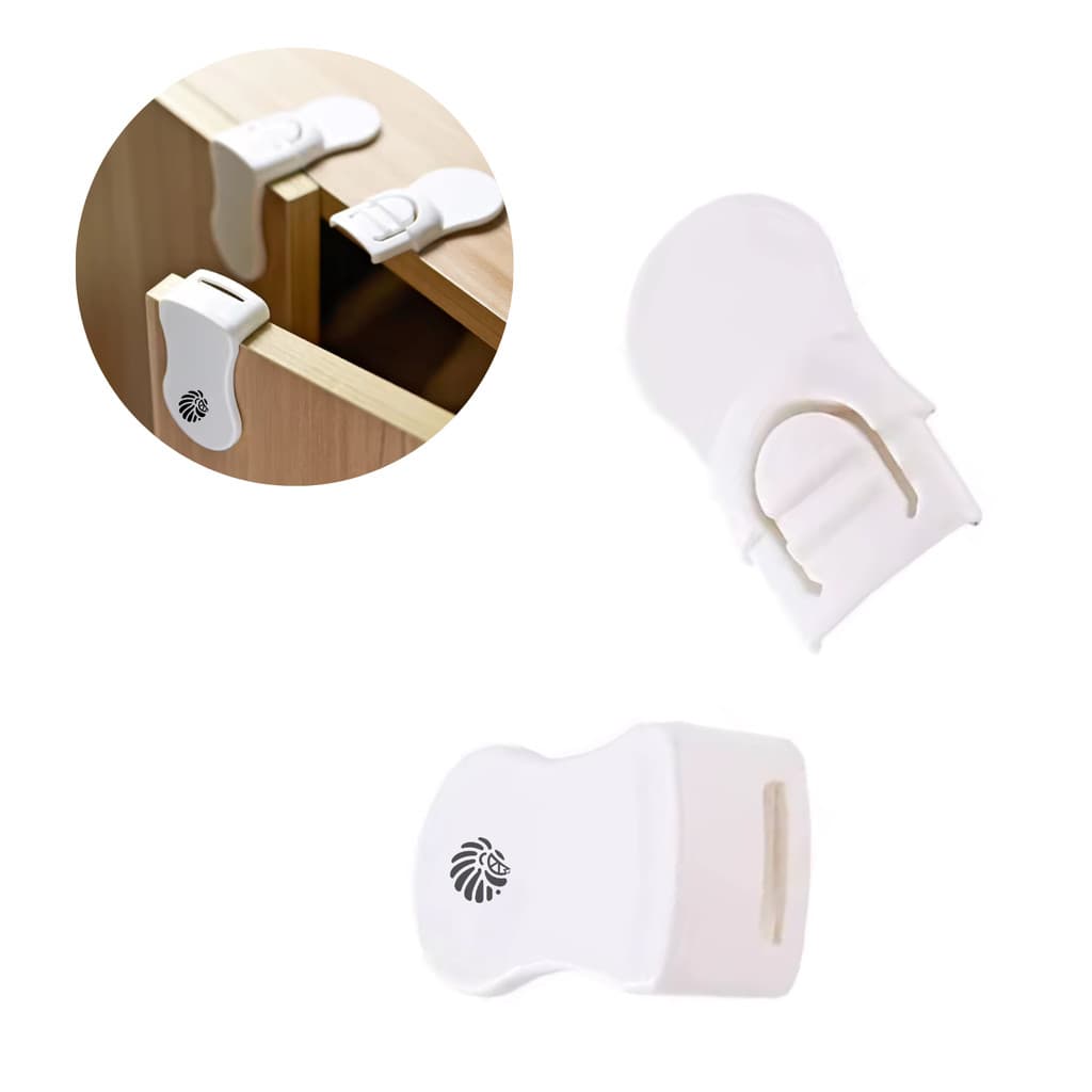 Trava Multiuso para Gavetas e Portas de Armários (Kit 3 unidades) - Segurança de Bebês, Crianças e Pets - LionLemon Sto