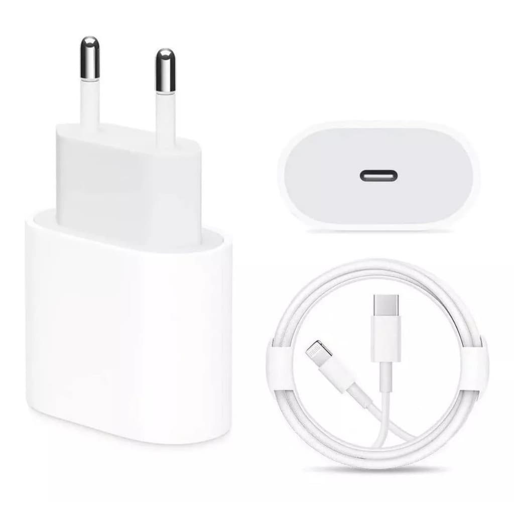 Carregador Turbo Para iPhone 20w Cabo + Fonte 1 Metro Branco