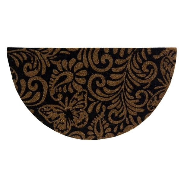 Tapete de Porta de Entrada Capacho Estampado Meia Lua Fibra De Coco Base PVC 60x33cm - Arabesco