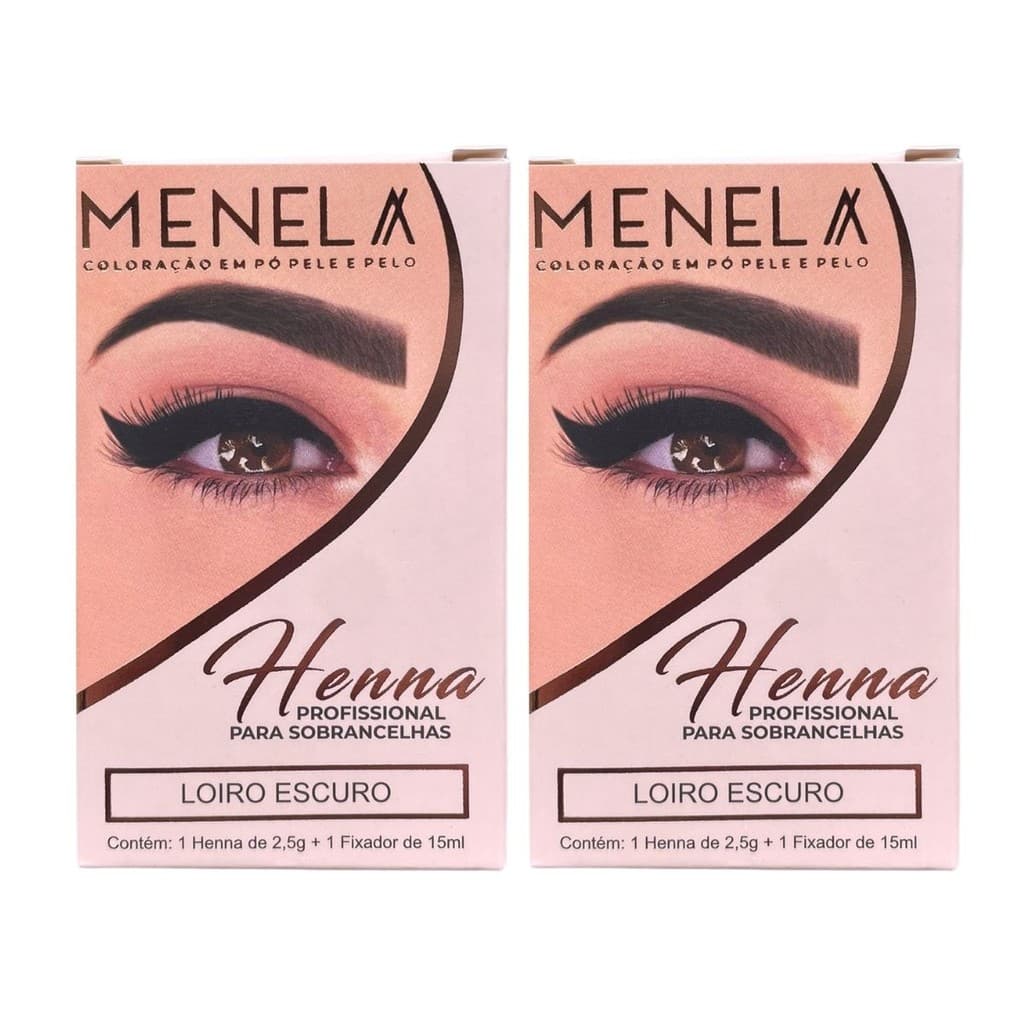 Kit 2 Hennas Loiro Escuro Para Design De Sobrancelhas Menela