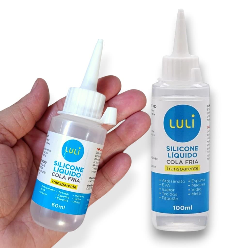 Cola Líquida de Silicone Fria Transparente LULI 60ml / 100ml para Artesanato