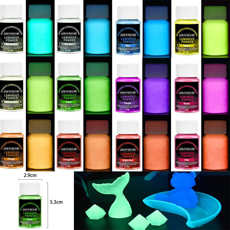 20g De Longa Duração Brilhante Luminoso Pó Pintura Resina Epóxi Pigmento Brilho No Escuro Fluorescente DIY Jóias Fazendo
