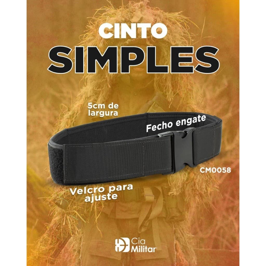 Cinto Simples Preto Modular  Militar Tático Cia Militar