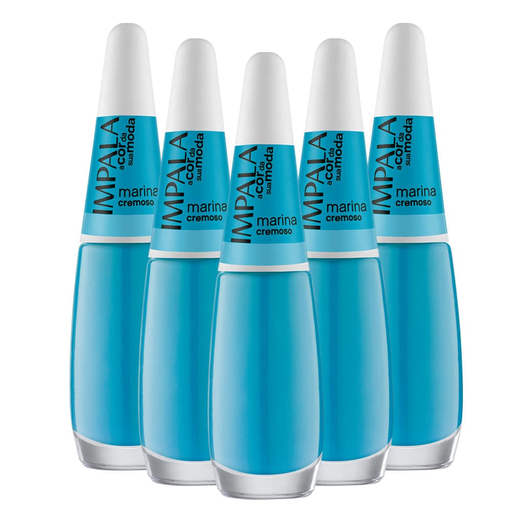 Kit 5 Esmaltes Coleção A Cor da Sua Moda Cor Marina Impala