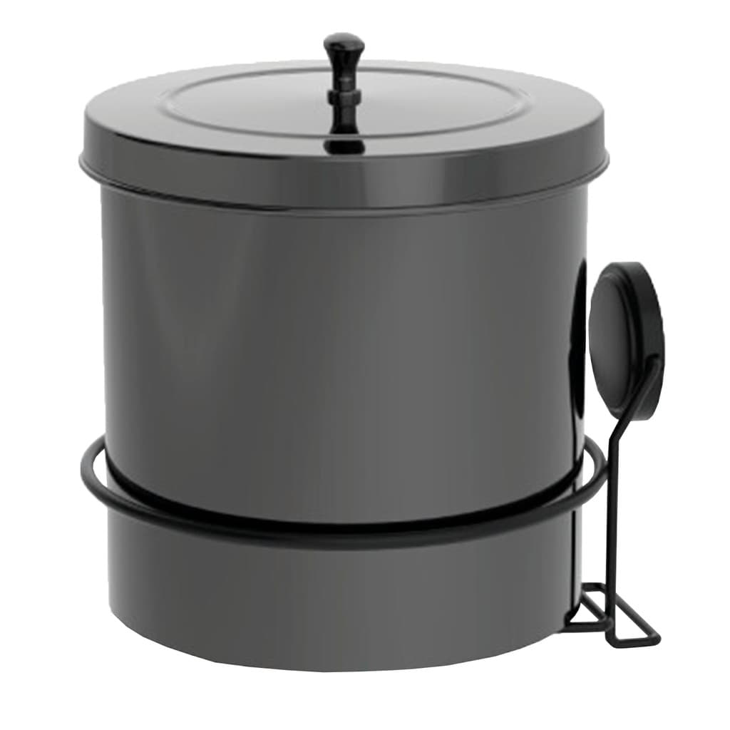 Lixeira Com Suporte Adesivo Tampa Redonda Luxo 5 L Preto