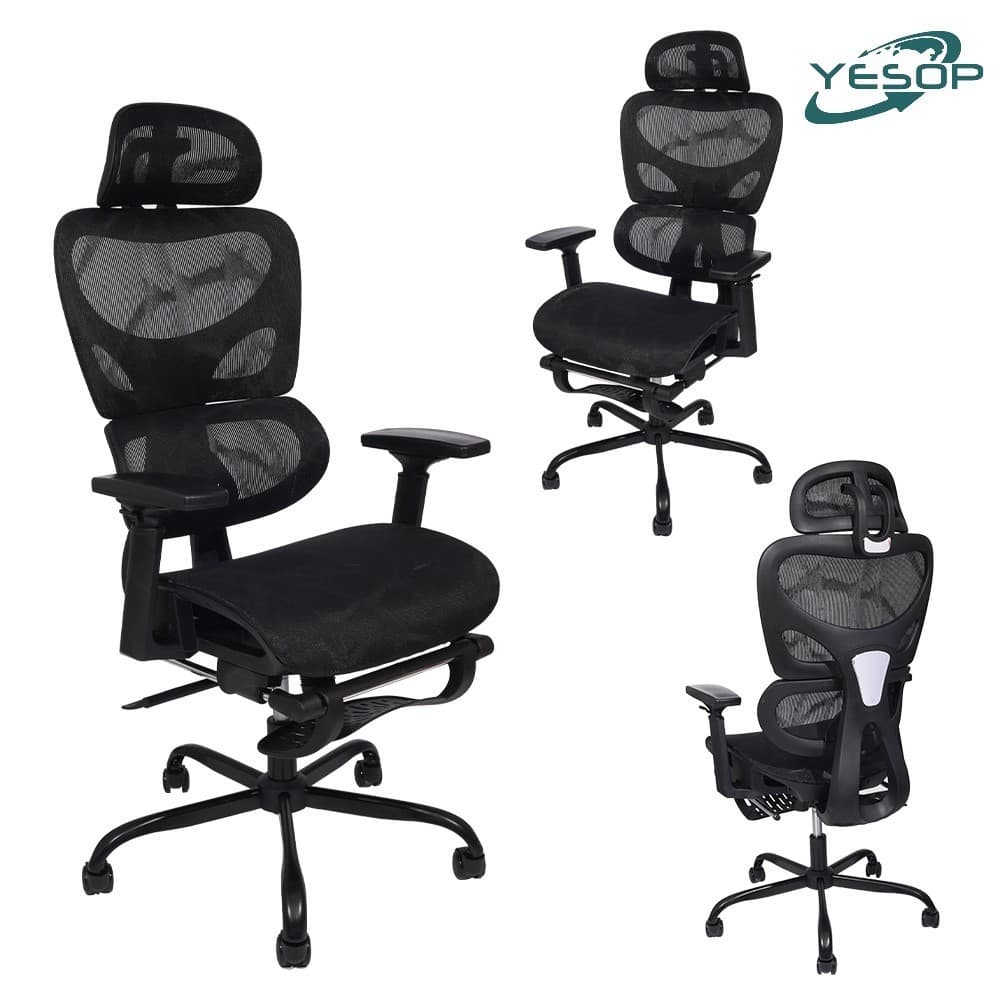 Cadeira De Escritório Ergonômica Com Apoio Lombar E De Pernas Assento Zero Gravity Cor Preto Yesop