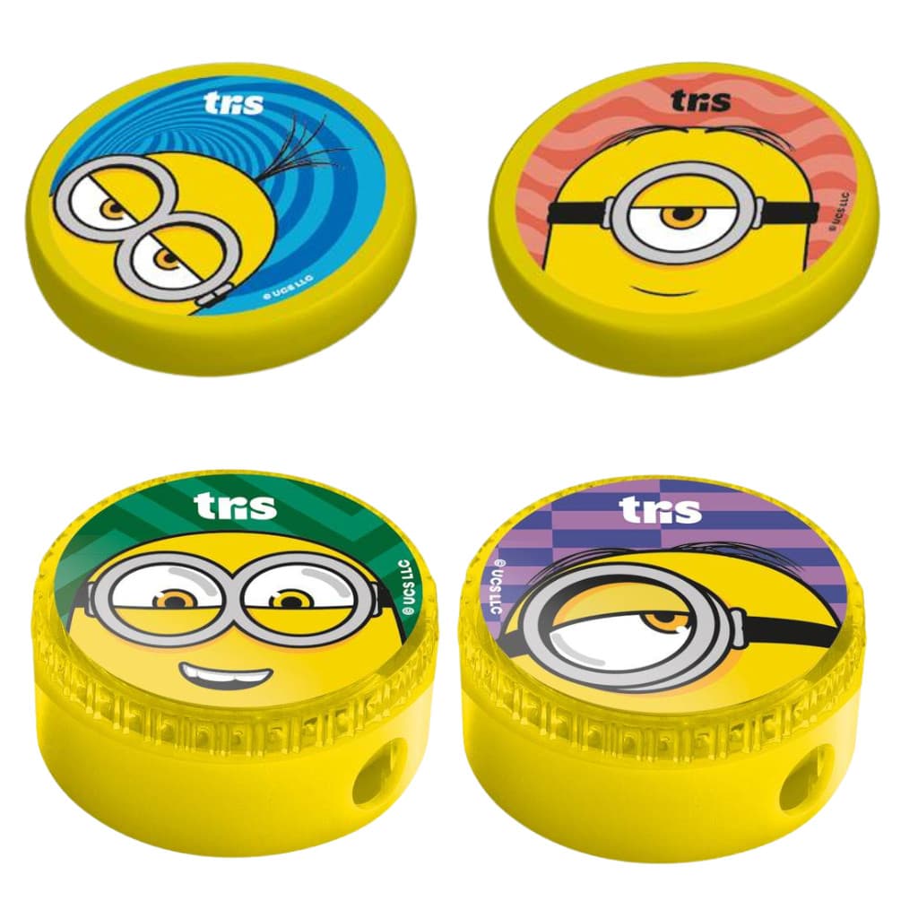 KIT 2 BORRACHAS + 2 APONTADORES MINIONS - TRIS