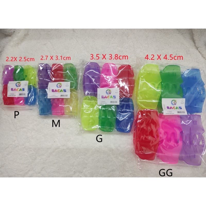 Kit 12 unidades piranha tridente prendedor de cabelo tamanho P/M/G/GG  piranhas cores preta e transparente  4 TAMANHA