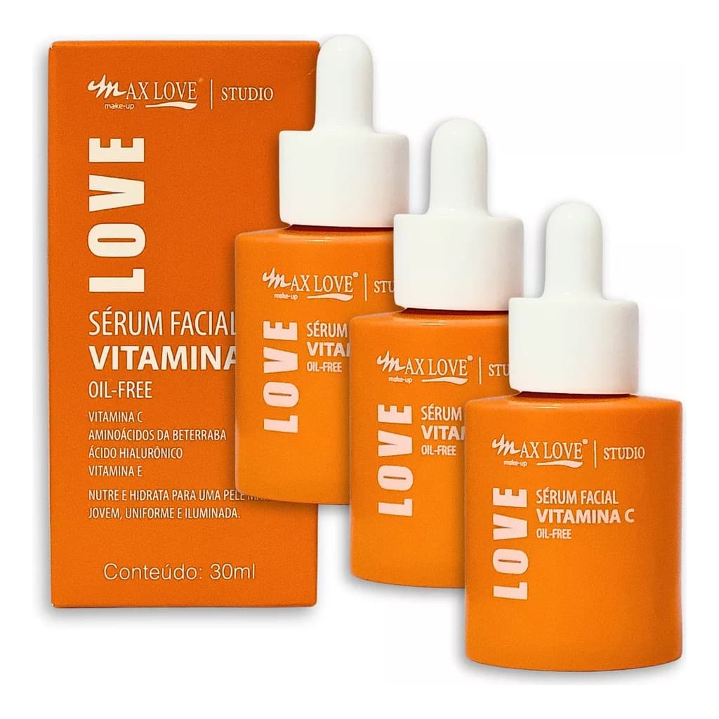 Kit 3 Unidades Sérum Facial Hidratante Vitamina C Max Love
