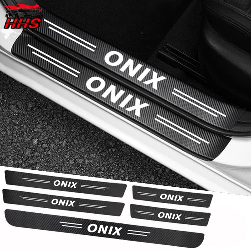 Para Chevrolet Onix Fibra De Carbono Adesivo Protetor De Porta De Carro Auto Threshold Tiras Anti-risco Protetor