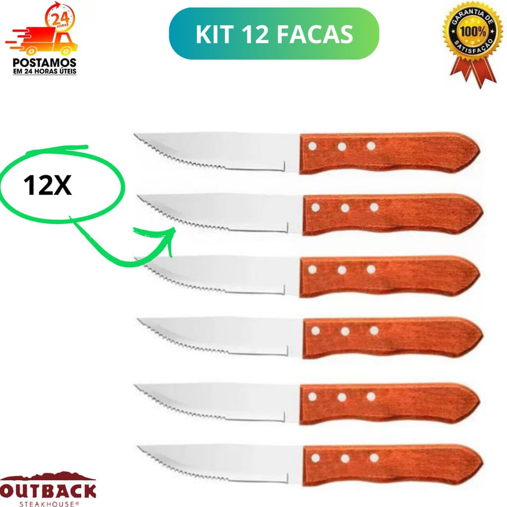 kit 12 Facas Para Churrasco Pçs Jumbo OUTBACK