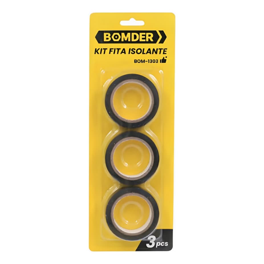 Kit 3 Peças Fita Isolante Preta Resistência À Água 1.7X500CM