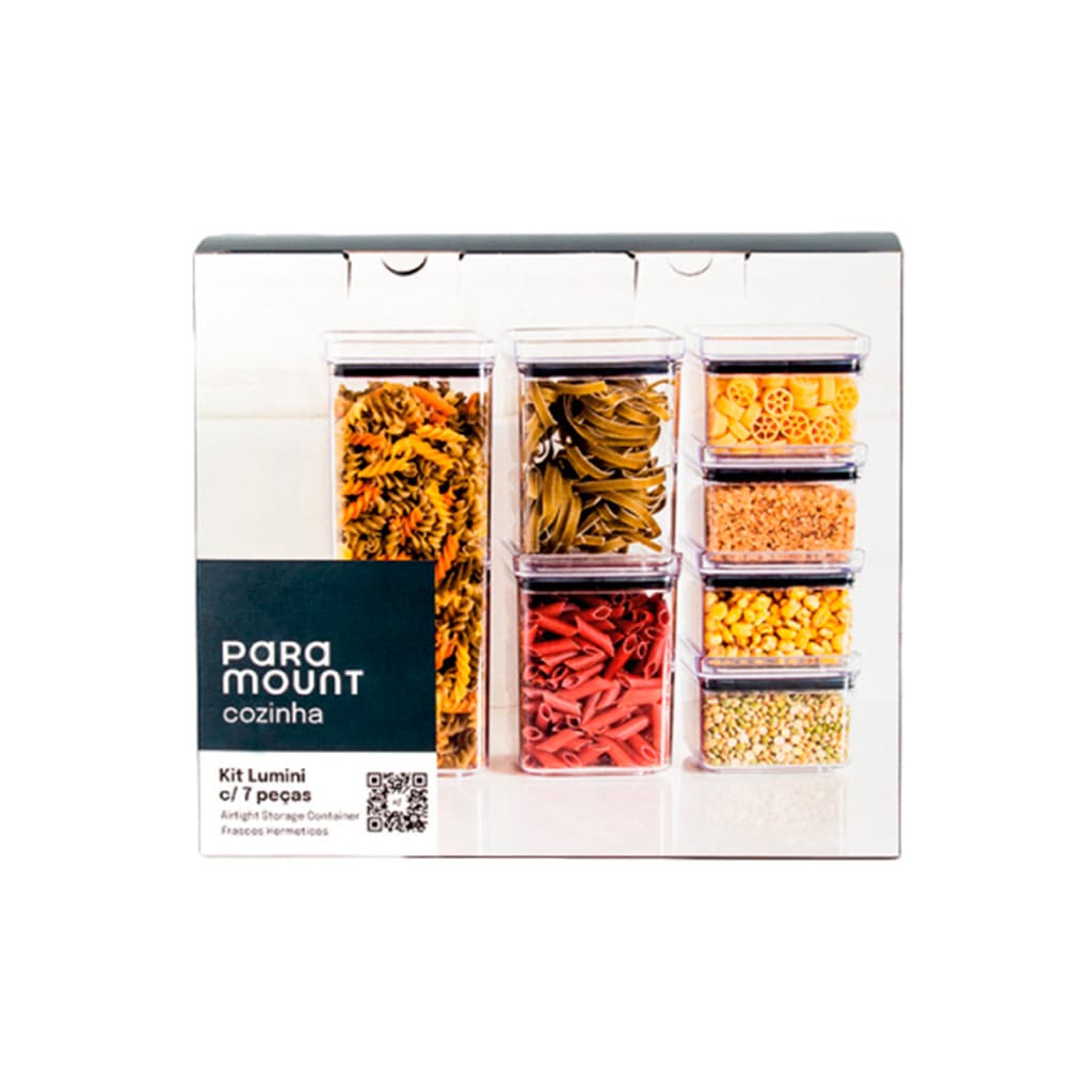 Kit Potes Organizador Paramount Hermético 7pç Tampa Black