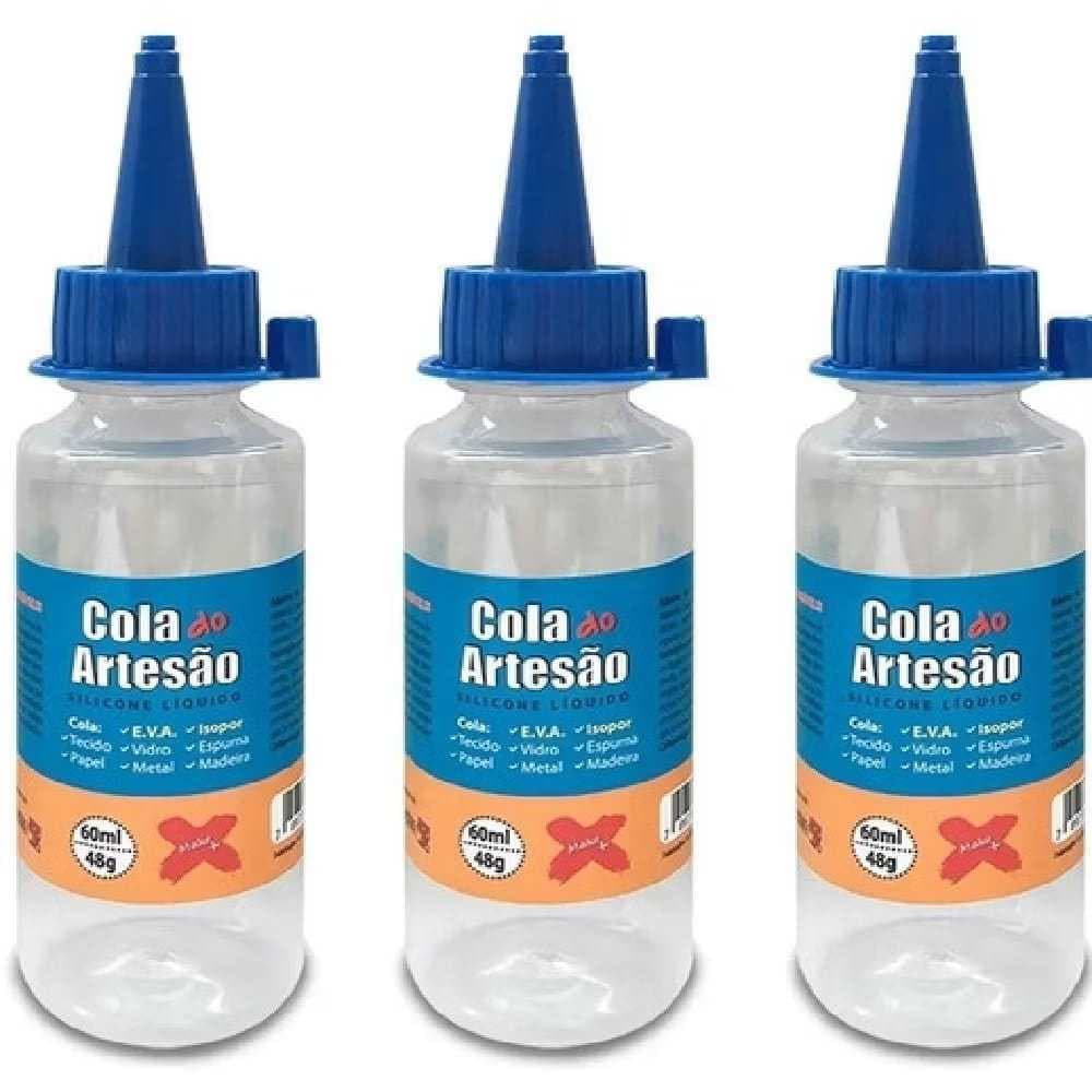 Cola Do Artesão Silicone Líquida 60ml - KIT C/03