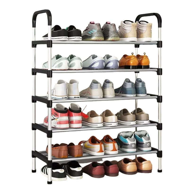 Rack Sapateira Vertical Luxo Aço Inox 5 Prateleiras 15 Pares