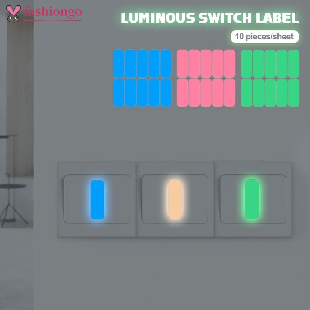 FASHIONGO Brilho No Escuro Interruptor Botão Etiqueta Adesivo DIY Luminoso Indicando Tira Luz Da Noite Parede Decorativa