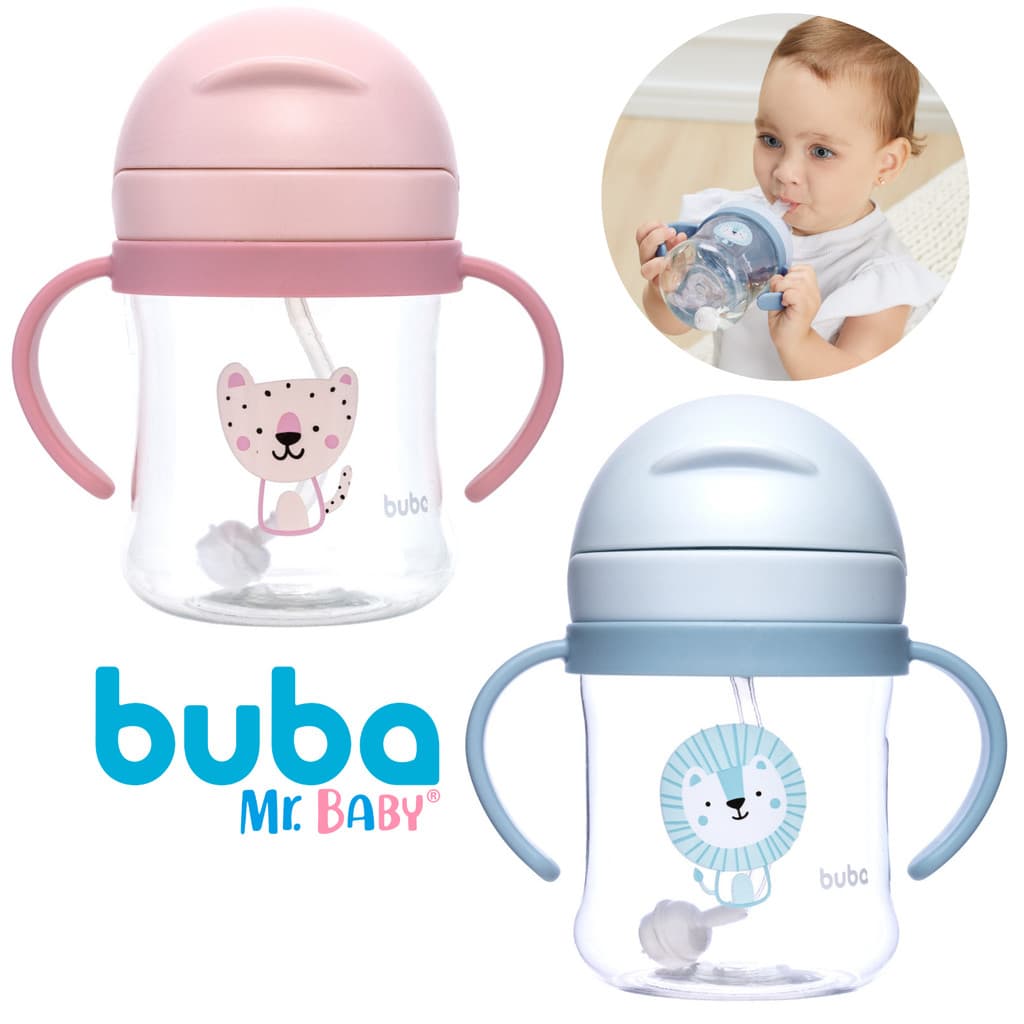 Copo Infantil com Canudo em Silicone e Válvula Anticólica Buba
