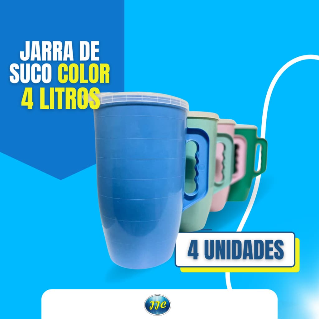 Kit 4 Jarras 4 Litros de Suco Para Bebida Agua Suco Casa Festa Evento - Colorida