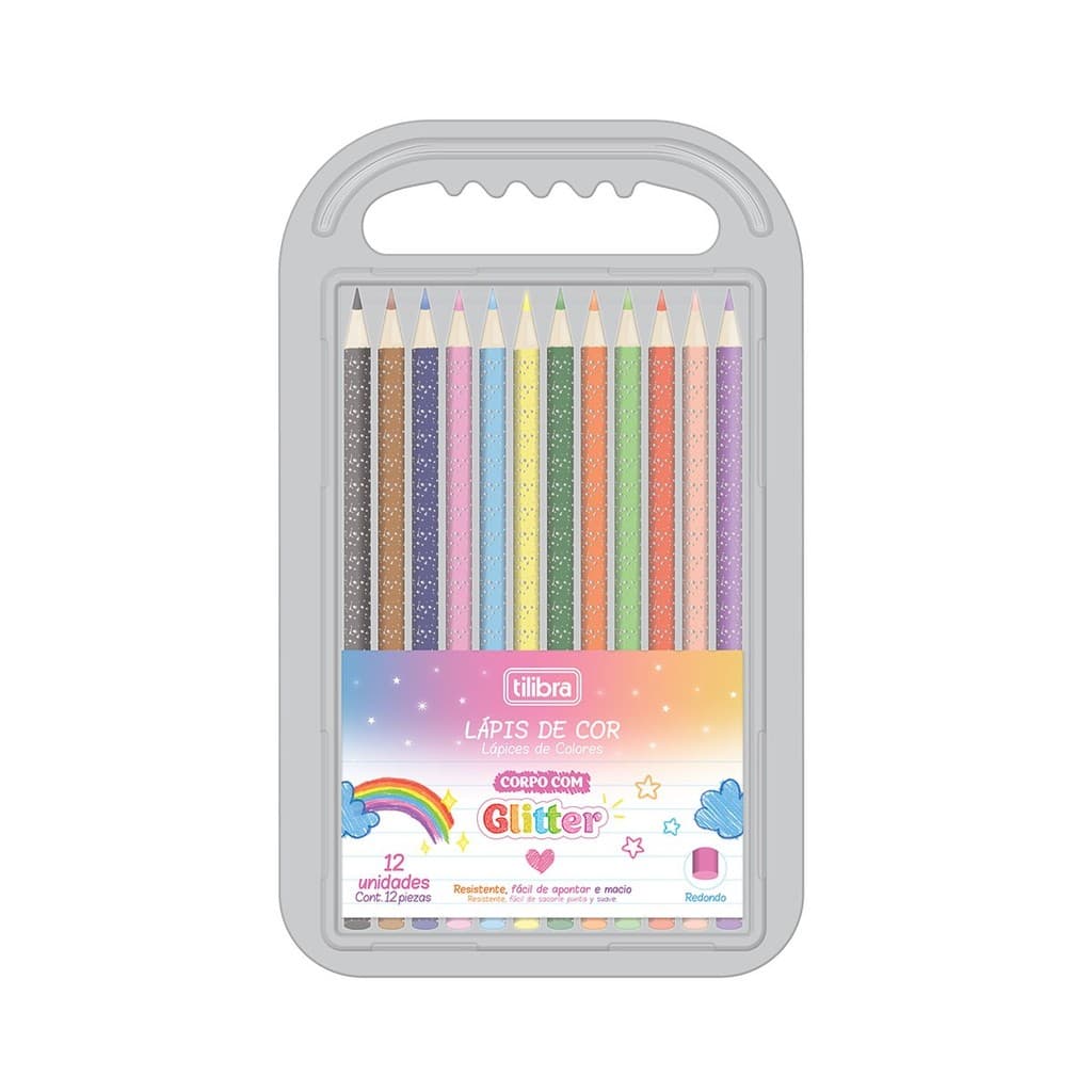Lápis de Cor Corpo Glitter 12 cores Tilibra
