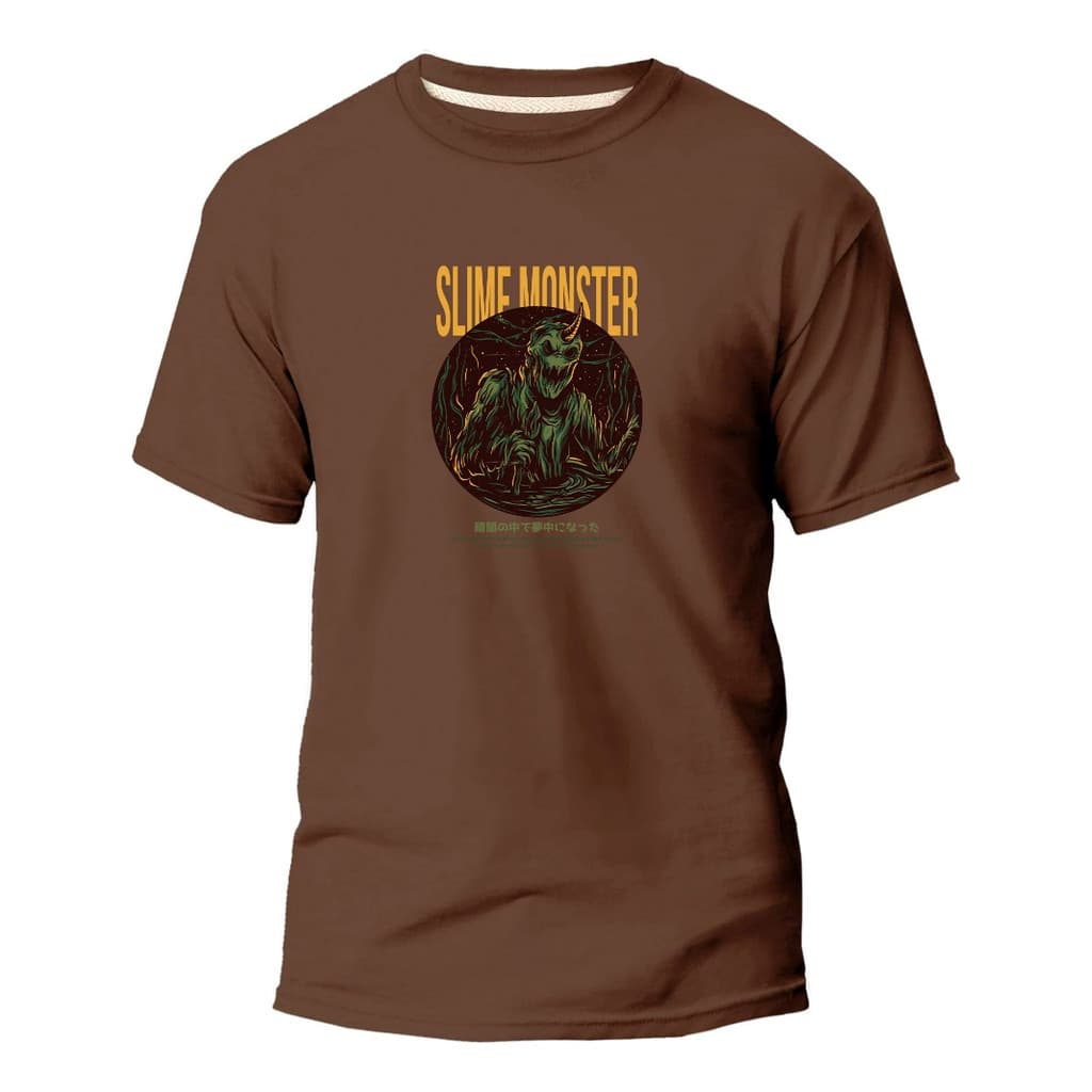 Camiseta Basica Algodão Premium Estampa Digital Slim Monster