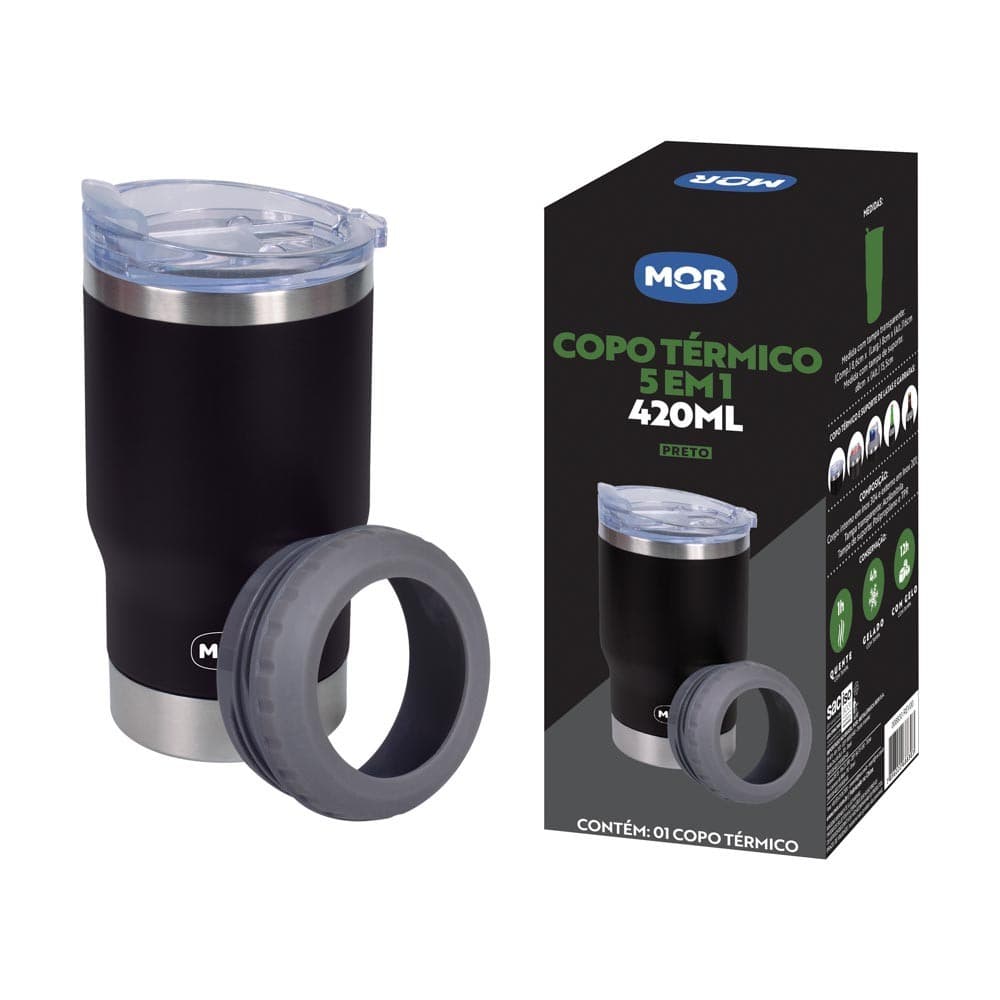 Copo Térmico 5 em 1 420ml Preto 8830 MOR