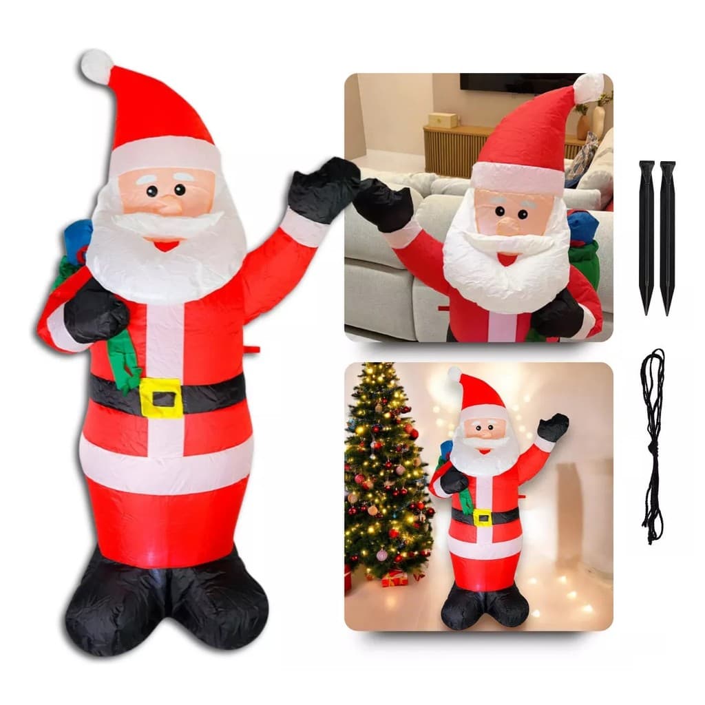 Papai Noel Inflável Decoração Natal Bivolt com 1.30 Metros