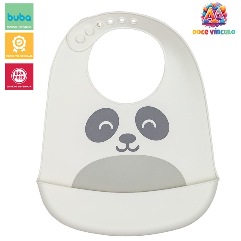 Babador de Silicone com Pega Migalhas Gumy OFF WHITE Buba