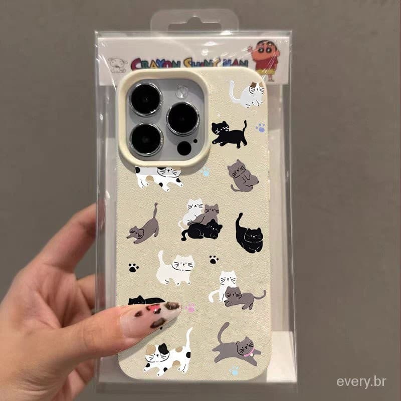Gatinho festa de gato QYJS capa de telefone para IPhone 16 ProMax 15 14 13 12 PRO 11 XSMAX XR XS X 14 15 16 PLUS 7 8 plu