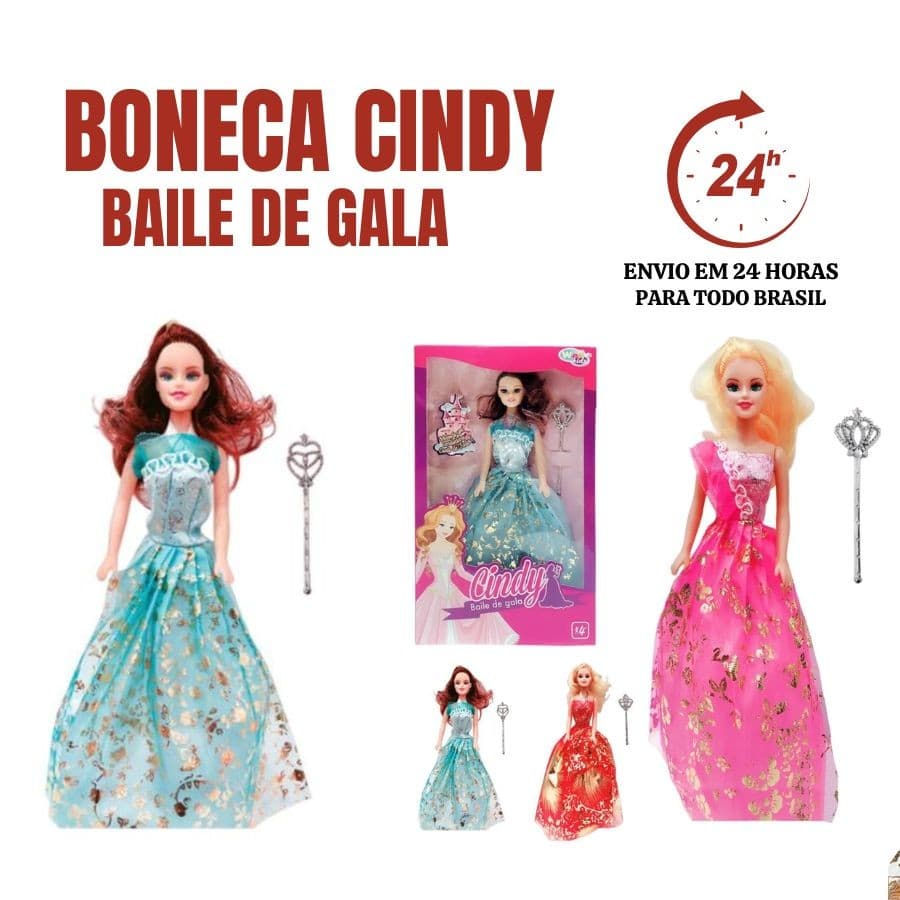Boneca Cindy com Roupa de Baile Gala - Well Kids